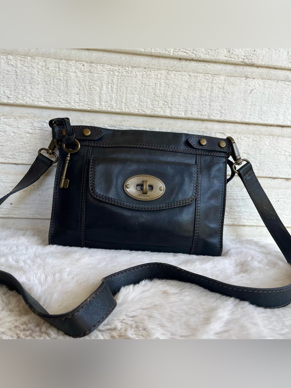 FOSSIL Black Y2K Leather Maddox Crossbody Ryder Sydney Shoulder Bag